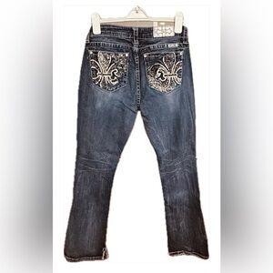 Miss Me Denim Jeans with Embroidered Fleur-de-Lis